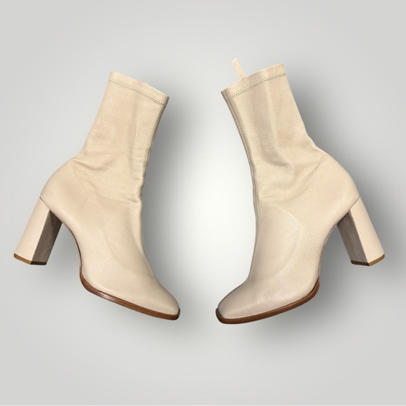 Black Suede Studio Booties Nappa Leather Booties Cream Sz 7 - Picture 1 of 13